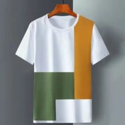 Summer Ice Silk Short Sleeve T-shirt Men - White, XL