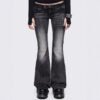 Womens Retro Wing-Pattern Slim-Fit Jeans