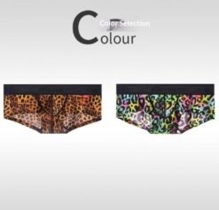 Men's Non-low-rise Ultra-thin Leopard Print Boxer Briefs - Yellow and colorful leopard, L