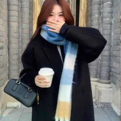 Womens Stylish Mid-length Slimming Wool Coat - Black, L