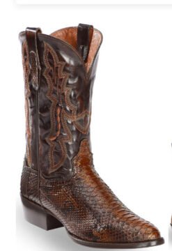 Mens Embroidered Pointed-Toe Patchwork Quilted Boots - Dark Brown, 40