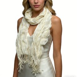 White Dyed Crinkle Scarf - Textured Summer Scarf 70x25