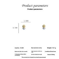 Alternative view of Sterling Silver Needle Rose Pearl Design Hong Kong Style Flower Stud Earrings