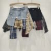 Irregular Hem Patchwork Denim Skirt For Women