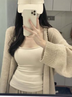 Outerwear Base Layer Camisole With Built-in Chest Pads - Light Apricot, Free Size