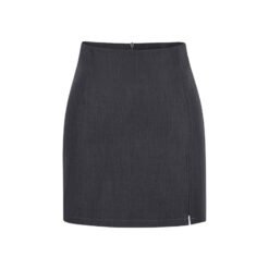 High-waisted Front-slit Versatile Form-fitting Stretchy Pencil Skirt - Dark Gray, S