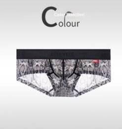 Men's Non-low-rise Ultra-thin Leopard Print Boxer Briefs - Python Pattern, XL