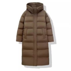 Fashionable Off-season Duck Down Puffer Coat That Flatters Your Figure And Falls Below The Knee - Brown, M