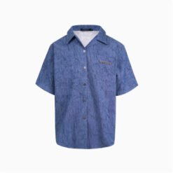 Niche Design Pleated Textured Short Shirt Men's Tops - Blue, M