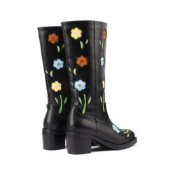 Womens Western Boots With Floral And Embroidery Details - Black, 39