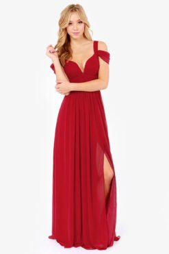Long Floor Length Elegant Greek Style Pleated Dress - Wine Red, XXL