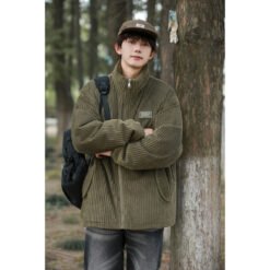 New Winter American-style Corduroy Cotton Coat With A Premium High-end Feel - Army Green, 2XL