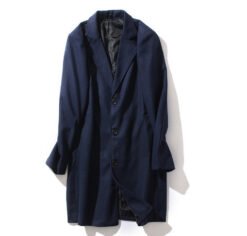 Mens Mid-length Long-sleeve Wool Coat Autumnwinter Wool Outerwear - Navy Blue, 4XL