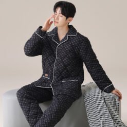 Mens Three-layer Quilted Loungewear For Fall And Winterwear It Indoors Or Out - 02J18207, 2XL