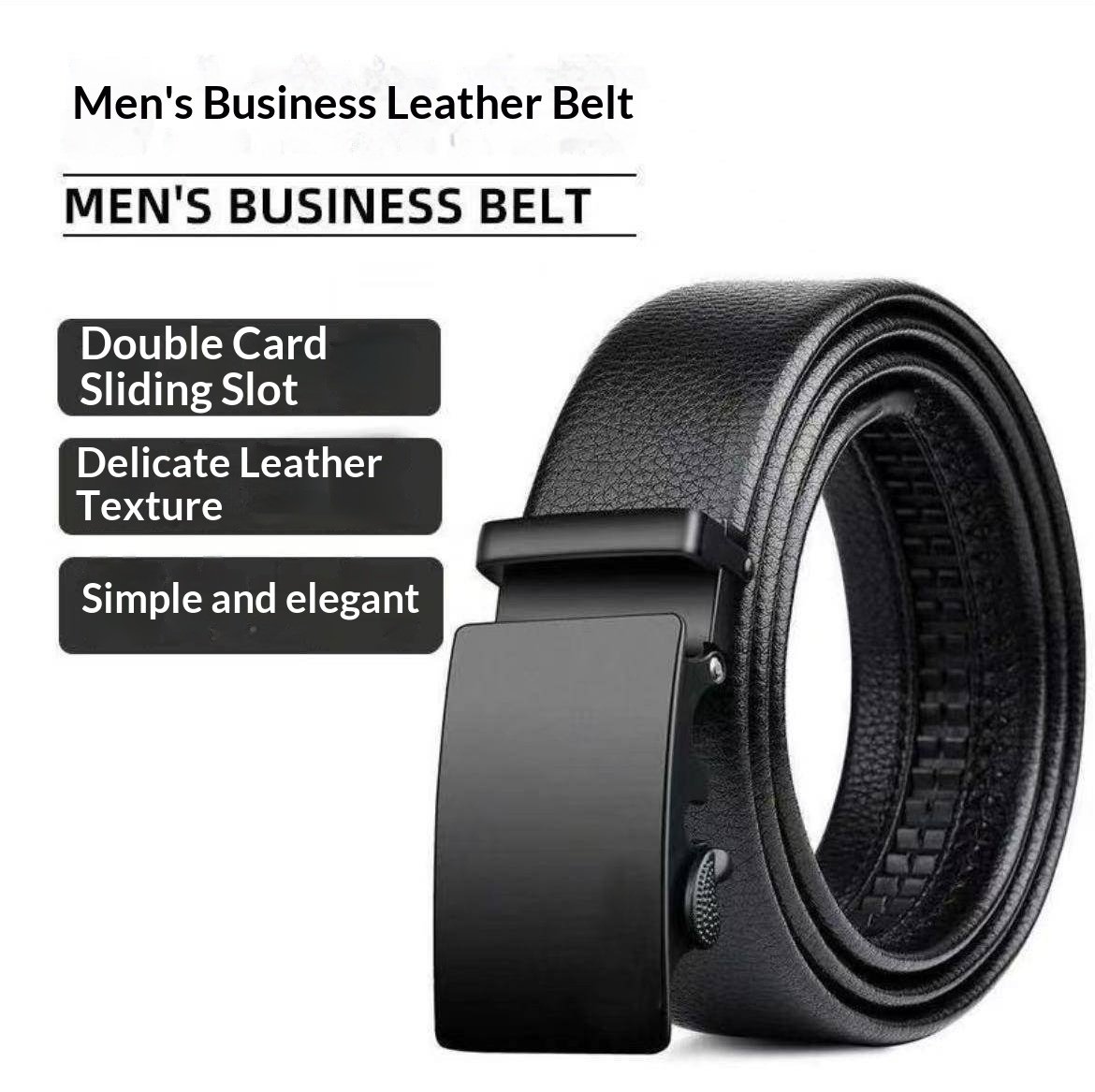 Mens Smooth Leather Belt With Automatic Buckle 1 Piece - Image 5