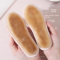 Children's Warm Insole Winter Fleece-lined Thickened Super Soft Sweat Absorbing And Deodorant - Khaki, 35Size