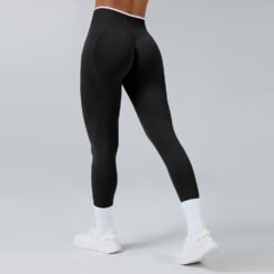 Seamless Knitted Tight High Waist Quick-drying Sports Yoga Pants - Black, M