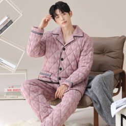Mens Three-layer Quilted Loungewear For Fall And Winterwear It Indoors Or Out - 02J18208, L