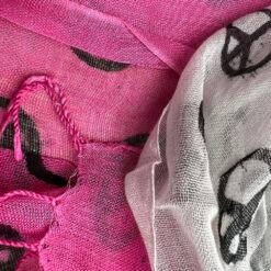 Alternative view of Hot Pink Printed Viscose Scarf - Sheer Summer Scarf 63inchx22inch