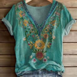 Womens Loose Casual Top With 3D Digital Print