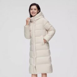 Fashionable Off-season Duck Down Puffer Coat That Flatters Your Figure And Falls Below The Knee - White, S
