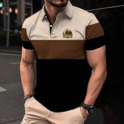 Mens Casual Printed Button-up Shirt With A Lapel Collar