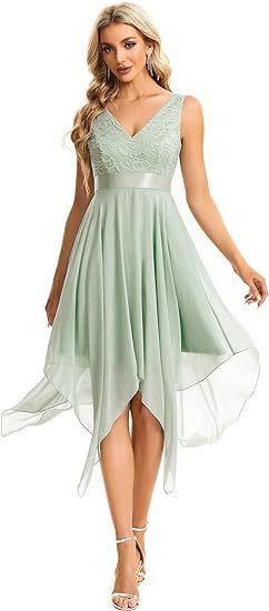 Women's Lace Chiffon Cocktail Ball Gown - Style6, US Size 18 PLUS