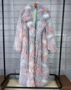 Womens Elongated Wool Coat With A Tailored Lapel - Blue And Purple, XL