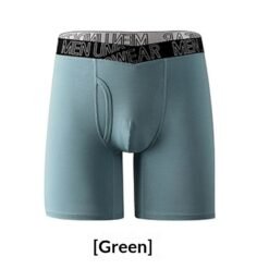 V-Shape Mens Breathable Boxer Briefs For Running And Fitness  Extended Length - Gray Green, XXL