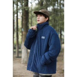 New Winter American-style Corduroy Cotton Coat With A Premium High-end Feel - Dark Blue, XL