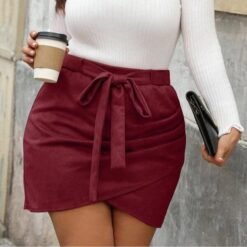 Solid Color Casual Design Bohemian Skirts For Women - Burgundy, 12