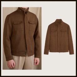 Short, Casual Wool-blend Coat With A Stand-up Collar - Brown, XL