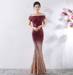 Birthday Party Dress Slimming Host Long Dress - Maroon, L