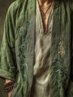 Linen Shawl-printed Buttonless Shirt Travel Ethnic-style Shawl - GKNH57164U4, XL