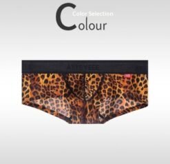 Men's Non-low-rise Ultra-thin Leopard Print Boxer Briefs - Yellow Leopard, M