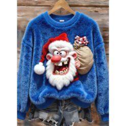 Flannel Top For Christmas Sweet Crew-Neck Sweater With Snowman Design POD - Style7, L
