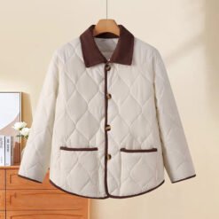 Womens Mid Length Cotton Coat With A Fur Collar