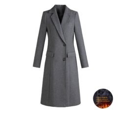 Woolen Coat For Formal Work Attire At Banks Jewelry Stores And Hotel Front Desks - Gray, M