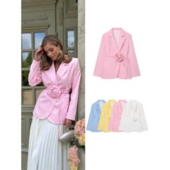 Alternative view of Womens Loose-Fit Lace-Up Blazer With 3D Floral Embellishments