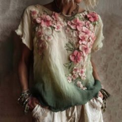 Elegant 3D-printed Long-sleeve Top For Women - SJWJLNDX0108098, M