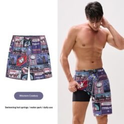 Couples Loose Quick-Drying Beach Shorts With Digital Print - Color B, XL