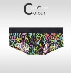 Men's Non-low-rise Ultra-thin Leopard Print Boxer Briefs - Colorful Leopard, 2XL