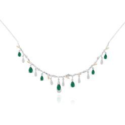 S925 Silver Natural Topaz Necklace - Natural Green Agate