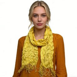 Yellow Dyed Crinkle Scarf - Textured Summer Scarf 67inchx24inch - Multicolor