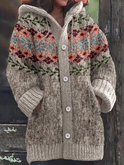 Womens Casual Cape Jacket With Abstract 3D Christmas Print - CXLMWT 03, L