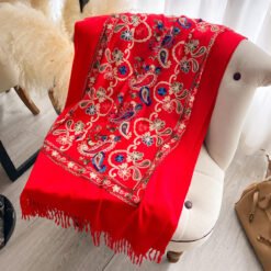 Stylish Minimalist Ethnic Inspired Thermal Scarf For Women - Red, 200x70cm