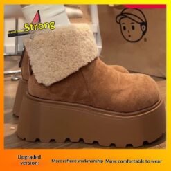 Womens Fleece-Lined Cotton Shoes Vintage Snow Boots - Camel, 39