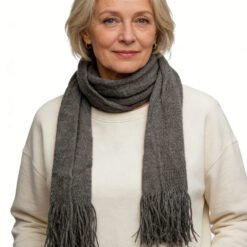 Alternative view of Grey Dyed Acrylic Skinny Scarf - Lightweight Scarf 63inchx8inch