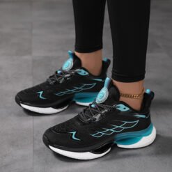 Womens Lightweight Shock-Absorbing Mesh Running Shoes For Sports - Black, 44