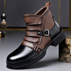 Mens British-style Retro Fleece-Lined Thermal Boots With Side Zipper